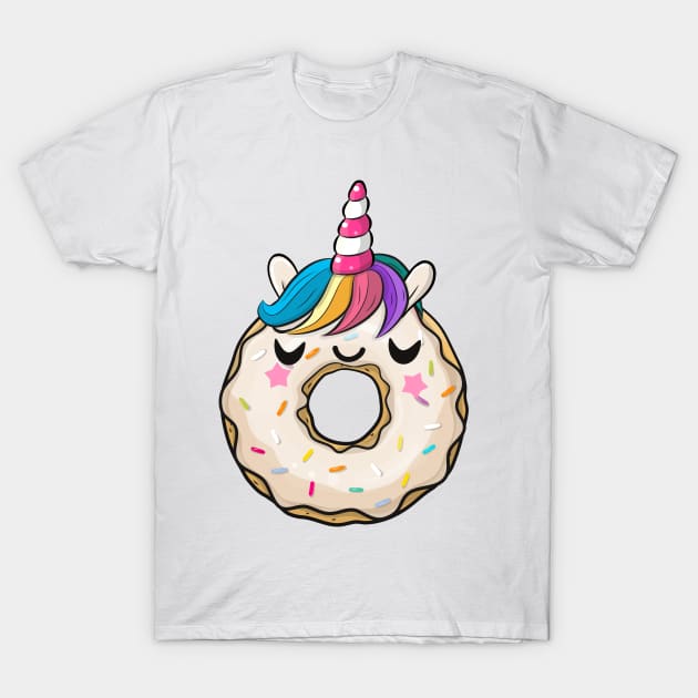 Cute donut with unicorn horn T-Shirt by Reginast777